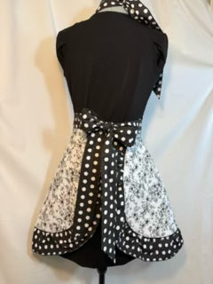 Vintage Inspired Apron - Black & White Chintz