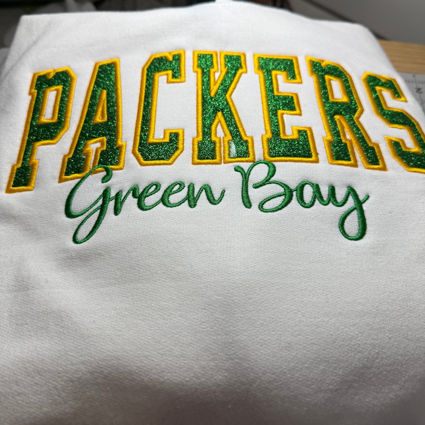 Green Bay Packers Hoodie with Green Glitter Applique