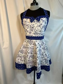 Vintage Inspired Apron - Blue Chintz