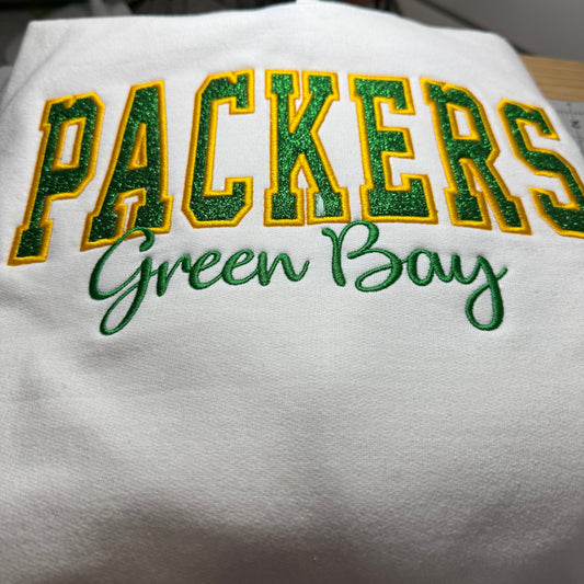 Green Bay Packers Hoodie with Green Glitter Applique