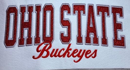 Ohio State Hoodie with Red Glitter Applique