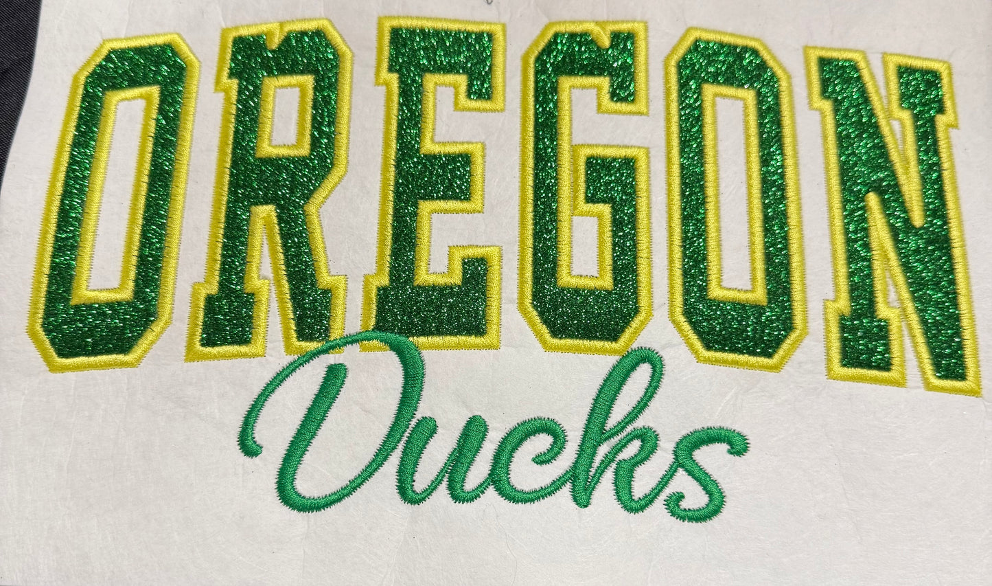 Oregon Ducks Hoodie with Green Glitter