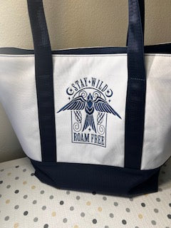 Tote Bag with Stay Wild Embroidery
